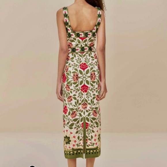 NWT - FARM Rio Multicolor Floral Knit Midi Dress - size L - Picture 2 of 7